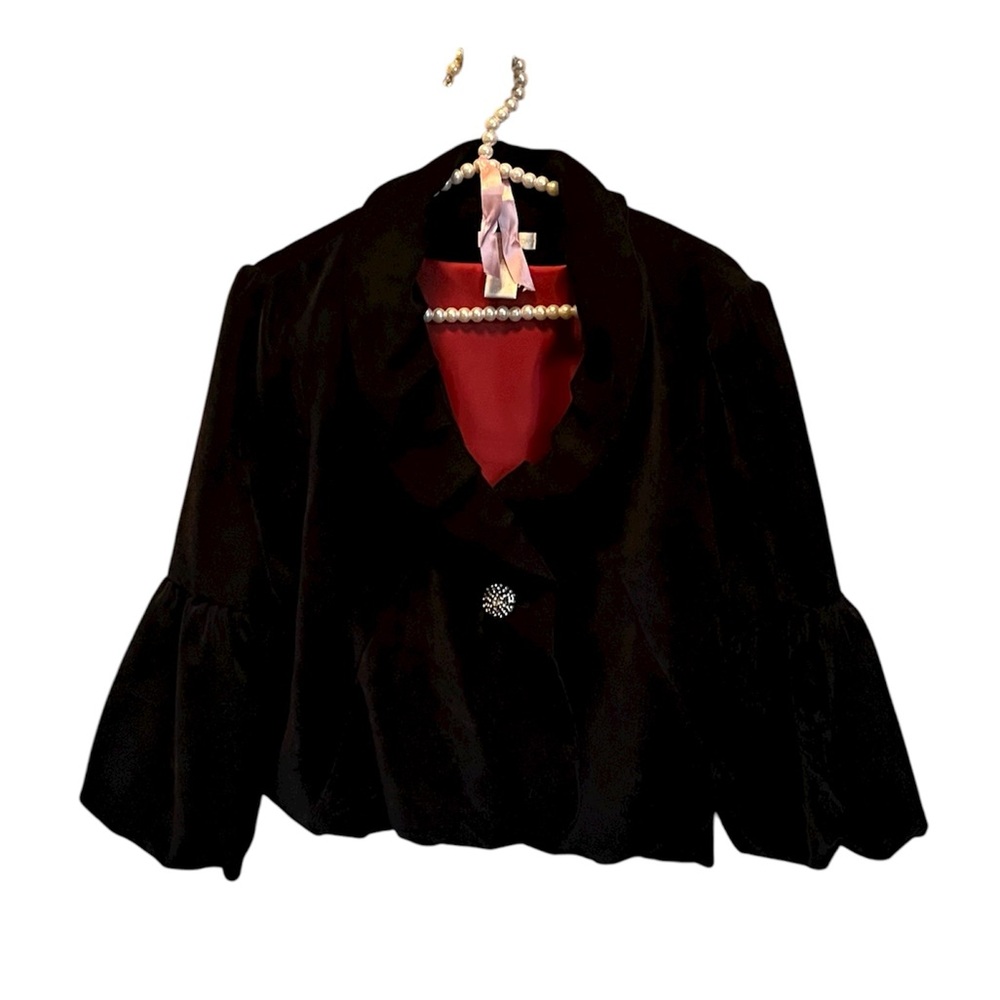 BOGO Worthington faux velvet cropped cocktail jacket size large